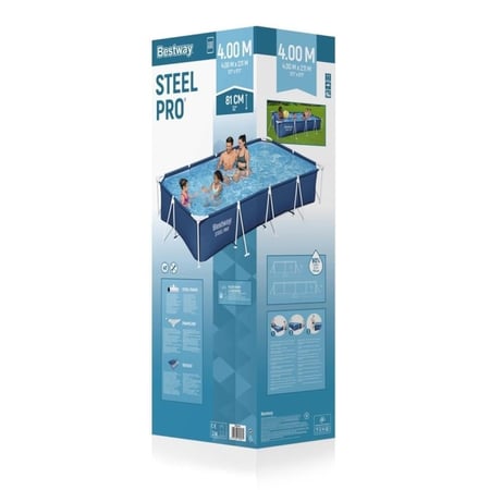 مسبح مستطيل عائلي   مع مضخه فلتر  + 4.00م×2.00م×81سمBestway Steel Pro