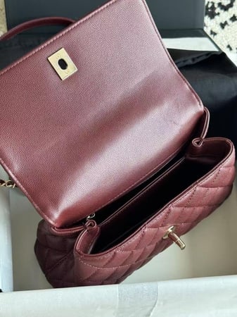 شنطة شانيل Chanel Small Coco Handle Caviar Leather Bag- Black with Lizard Handle