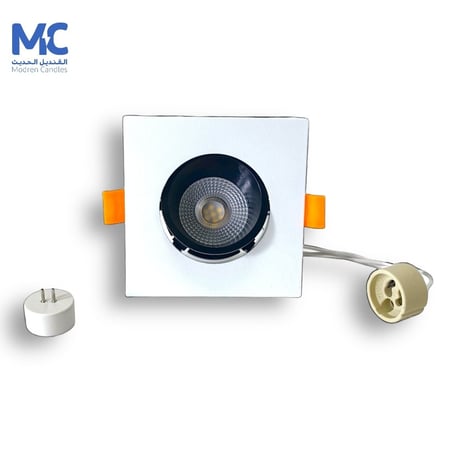 كرتون 50 حبة سبوت لايت مضاد توهج 7 سم  فريم مربع ابيض اسود+ العدسة + الهولدر