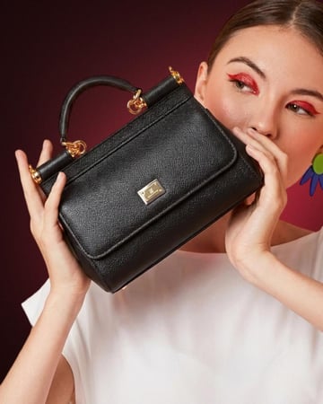 شنطة تصميم D&G جلد طبيعي إيطالي فاخر أسود ماركة Elegance Lovers