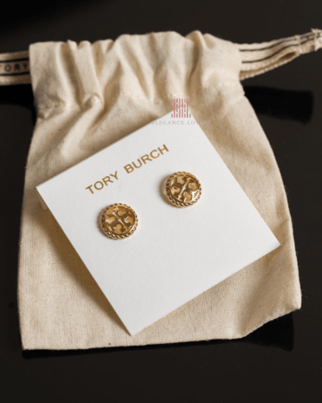 حلق مطلي ذهب ماركة توري بورش - T Logo Gold