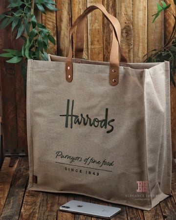 كيس قماش ماركة هارودز Jute Cotton Shopper Bag