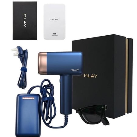 محتويات جهاز ليزر ملاي تي 14 مع النظاره والعدسات وسلك الكهرباء