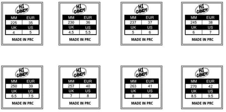 Photo of roller skates sizing chart