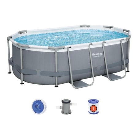 مسبح  اعمدة بيضوي  305 * 200 سم رمادي