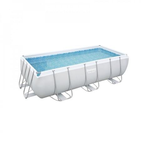 بست واي® مسبح فريم كبير رصاصي مستطيل+سلم+فلتر 404X201X100 سم  -26-56441