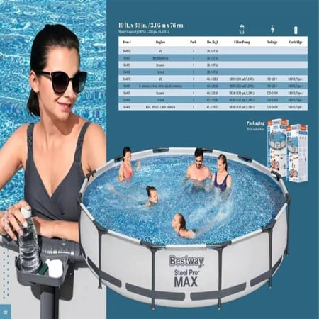 مسبح  اعمدة دائري 366X122 سم رصاصي