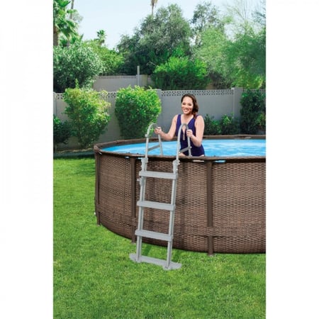 مسبح شراع أعمدة  دائري  بني  مع فلتر  وسلم 366X100CM 26-56709