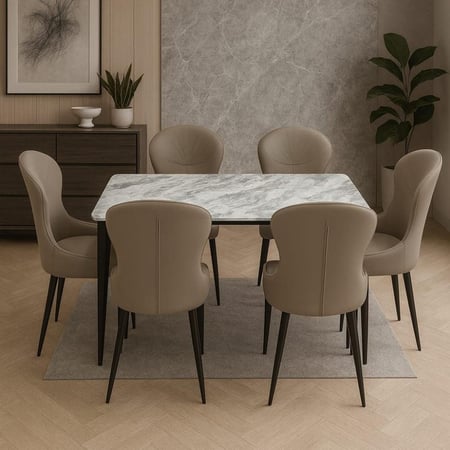 طاولة طعام رخام 6 كراسي