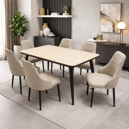 طاولة طعام رخام 6 كراسي