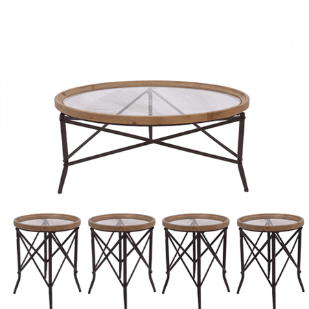 طقم طاولة مجلس دائري زجاج