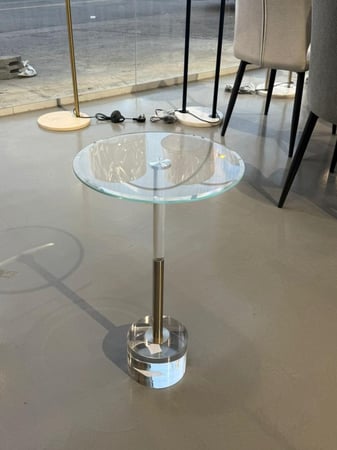 طاولة خدمة فضي سطح زجاج قاعدة اكرلك