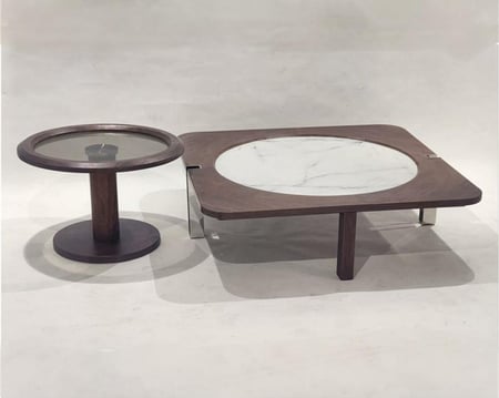 طقم طاولة مجلس 2 قطع لون بني