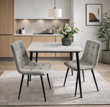 طاولة مع 2 كراسي رخام 80*60