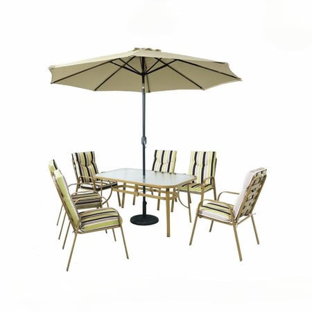 جلسة خارجية مع مظلة 6 كراسي مقاس 150