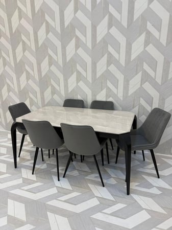 طاولة طعام رخام 6 كراسي