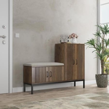 دولاب جزم خشب مع اريكة