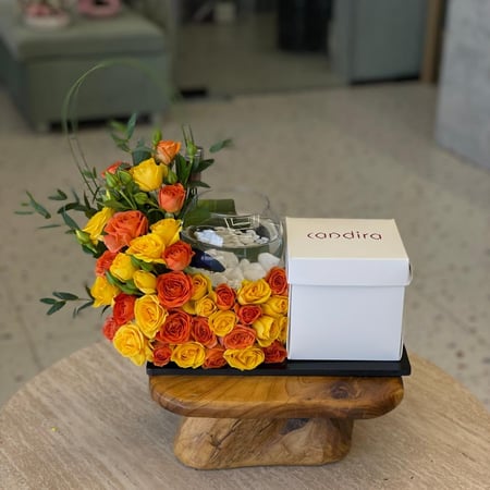 هدية كيك مع ورد مع سمكة فايتر