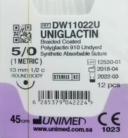 خيط فيكريل VICRYL 5/0 13MM 1/2C ROUND
