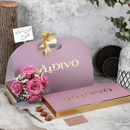 باقة ورد طبيعي مع شيكولاته