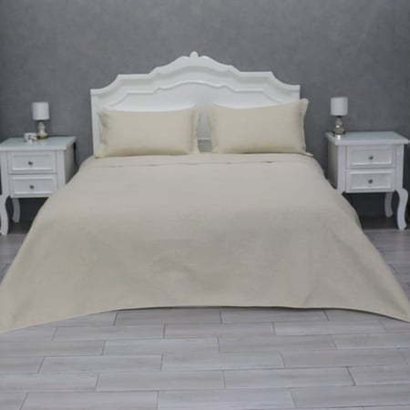 مفرش نفر 3 قطع مضغوط سادة بيج