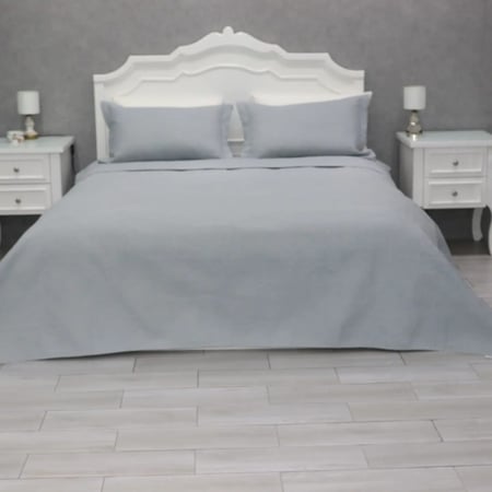 مفرش نفر 3 قطع مضغوط سادةرصاصي