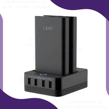 منصة شحن JC35QC مع بطاريتين متنقلة بقوة 10000 ملي أمبير و شحن سريع QC3.0