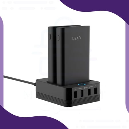 منصة شحن JC35QC مع بطاريتين متنقلة بقوة 10000 ملي أمبير و شحن سريع QC3.0
