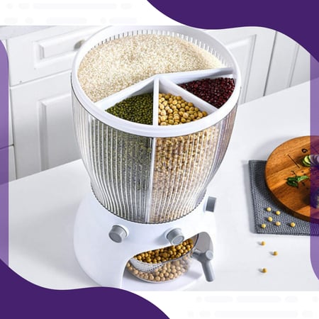 موزع لتخزين الأرز والحبوب قابل للدوران بـ 4 أقسام (Model-E)