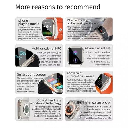 ساعة ذكية شبيه ابل   TW18-Ultra  اسود