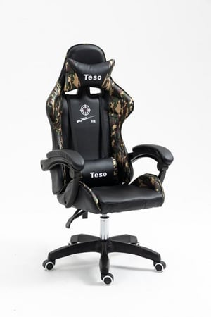 كرسي ألعاب أسود فاخر بتصميم مموه جيشي TESO