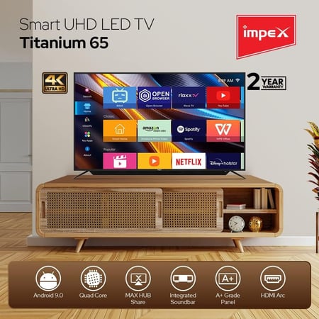 شاشة  امبكس الذكي 65  بنظام اندرويد 11, سمارت- 4k