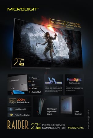 شاشة العاب 27 بوصة 200 هيرتز مايكرودجت  MD0127GMC