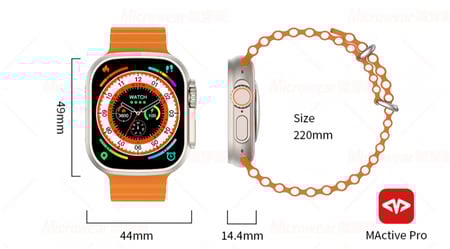 ساعة سمارت كلاودز الذكية N8 بشاشة لمس الترا 2.02 انش HD من السلسلة 8 NFC، مضادة للماء ومناسبة للرجال والنساء وتدعم الشحن اللاسلكي والاتصال عبر بلوتوث وتشغيل الموسيقى (N8 الترا جولد)
