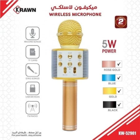 ميكروفون كاريوكي لاسلكي مع مكبر صوت من KRAWN 52901