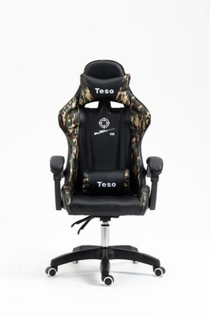 كرسي ألعاب أسود فاخر بتصميم مموه جيشي TESO