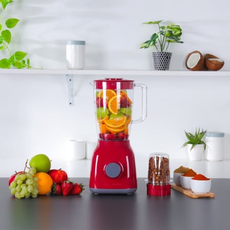 خلاط و مطحنة OLSEN MARK متعدد الاستخدامات 2 في 1  1.5 لتر 300 واط OMSB2362 أسود/شفاف