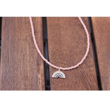 سلسله قوس قزح مع خرز وردي