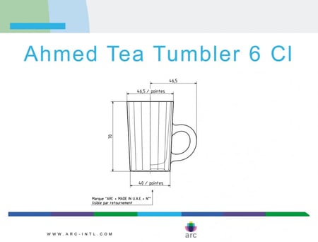 فنجان شاي احمد مضلع صغير 6 حبات