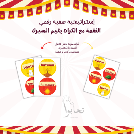 🍬 إستراتيجية رقمية الفقمة مع الكرات بثيم السيرك🍬+ (كرات مفرغة و كرات فصول السنة باللغتين)