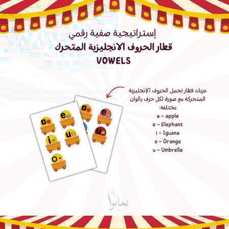 إستراتيجية رقمية قطار الحروف الانجليزية المتحركة vowels