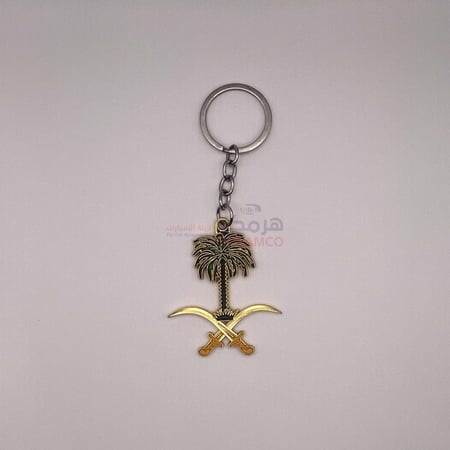 ميدالية شكل سيفين ونخلة ذهبي