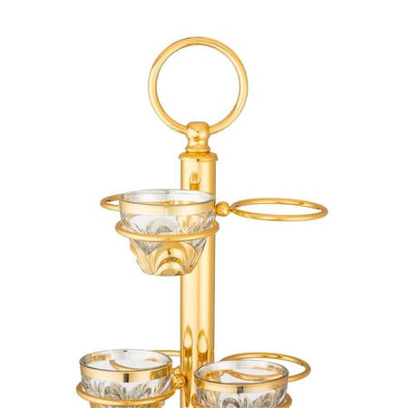 شيالة فناجين قهوة سعودي معدن ذهبي 12 خانة