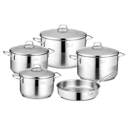 طقم قدور ستيل تركي فاخر 18/10 " 9 قطعة مطفي