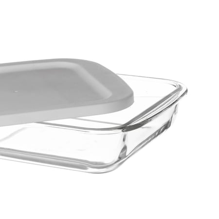 صينية فرن زجاج مربع بغطاء مربع سعة 1.1 ليتر