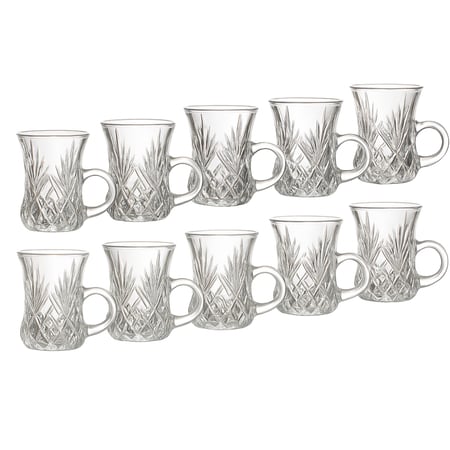 فناجين شاي زجاج مزخرف 10 قطعة 110 مل