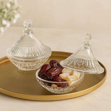 تمرية زجاج شفاف مخطط هرمي 2 قطعة