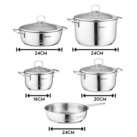 طقم قدور MIROLEX استيل 9 قطعة مخطط