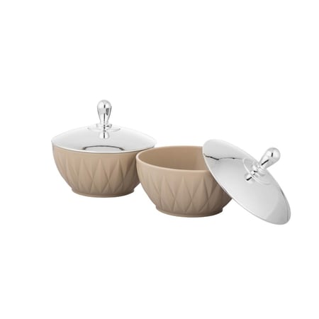 طقم ترامس لوفر 2 قطعة 1 لتر مع تبسي وتمريات بلاستيك بيج وفضي 5 قطعة