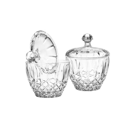 طقم مطبقية حلويات زجاج مزخرف 2 قطعة